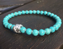 Load image into Gallery viewer, Turquoise bracelet with sterling silver knot charm