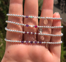 Load image into Gallery viewer, Sterling silver & gemstone beaded bracelet