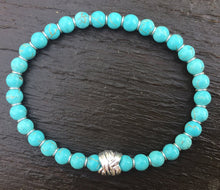 Load image into Gallery viewer, Turquoise bracelet with sterling silver knot charm