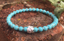 Load image into Gallery viewer, Turquoise bracelet with sterling silver knot charm