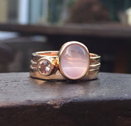 9ct Rose Gold stacking rings with Rose Quartz & Morganite