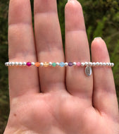 Sterling silver & gemstone beaded bracelet